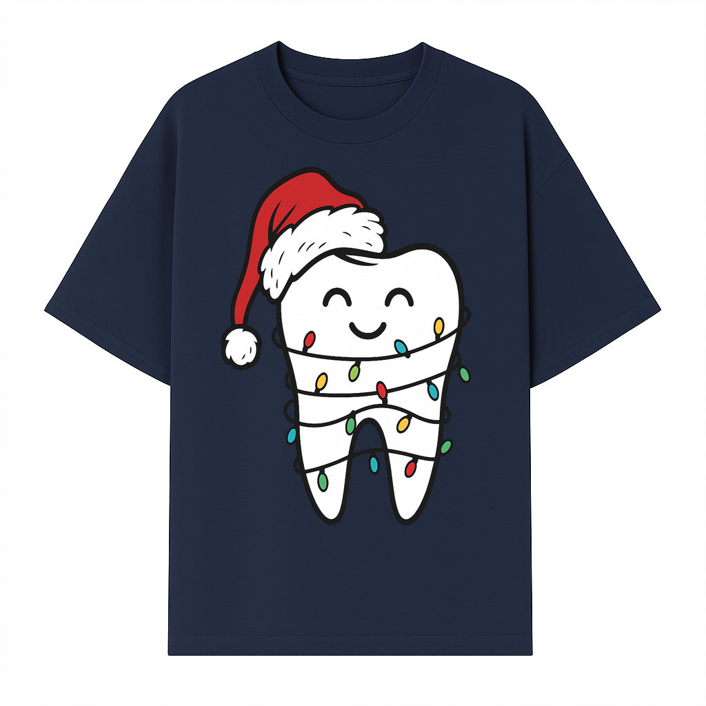 Cute Christmas Tooth Ornament with Santa Hat, Christmas Lights, Dental Holiday Decor, Funny Gift for Dentists and Tooth Lovers - T-shirt 1758250149507.jpg