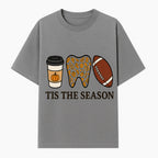 Tis the Season Fall Decor: Pumpkin Coffee, Leafy Tooth, Football Theme Gift for Dental Hygiene, Autumn Collection - T-shirt 1758250149511.jpg