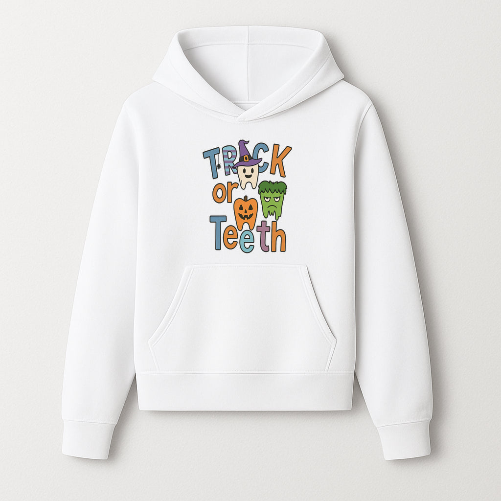 Halloween Trick or Teeth Kids' T-Shirt | Cute Tooth, Pumpkin, and Monster Design | Fun Halloween Apparel - Hoodie 1758250149534.jpg