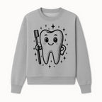 Cute Tooth Character with Toothbrush and Sparkles, Kids Dental Hygiene Art Print, Adorable Tooth Decor for Children's Room - Sweatshirt 1758250149625.jpg
