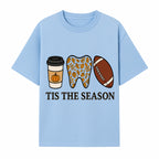 Tis the Season Fall Decor: Pumpkin Coffee, Leafy Tooth, Football Theme Gift for Dental Hygiene, Autumn Collection - T-shirt 1758250149641.jpg