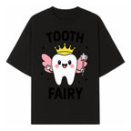 Tooth Fairy Cute Cartoon Tooth with Crown and Wand, Kids' Room Decor, Dental Theme, Children's Art, Nursery Wall Print - T-shirt 1758250149766.jpg