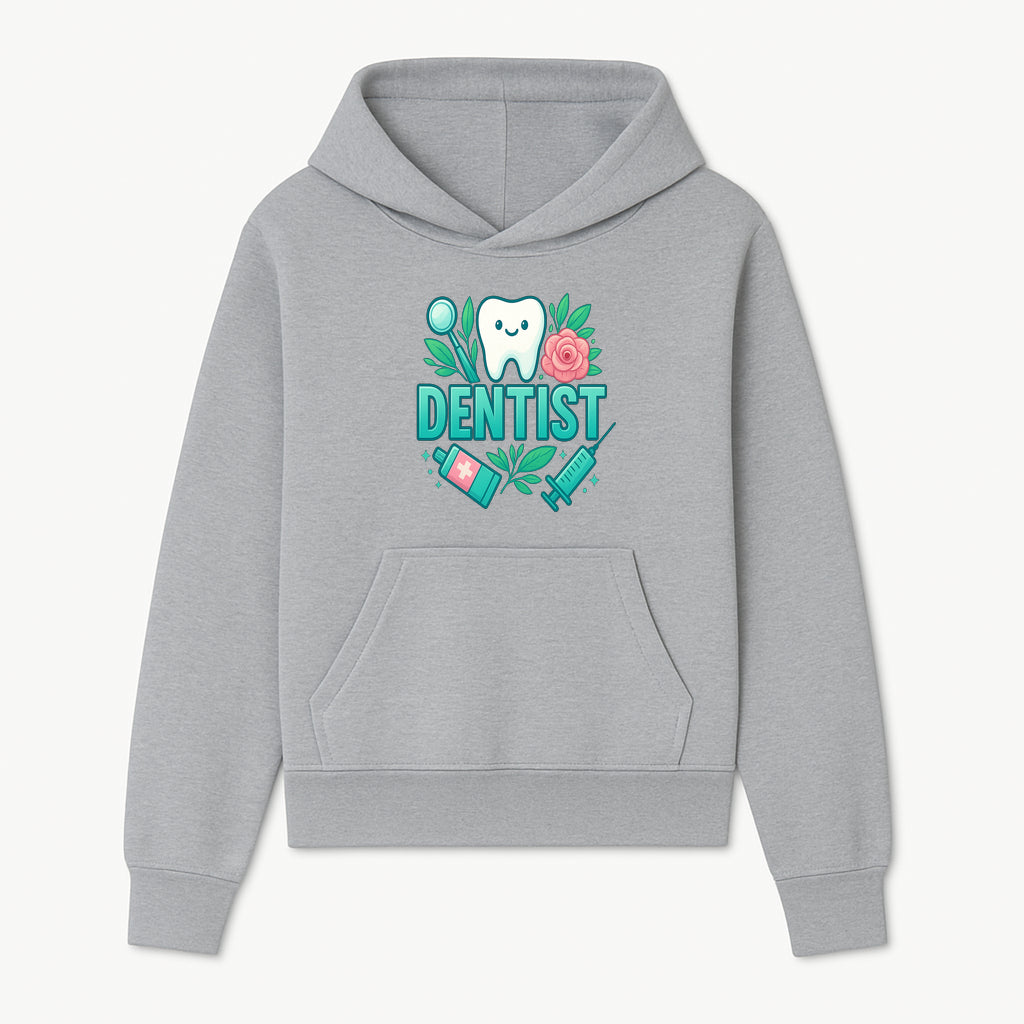Cute Dentist Tooth Graphic with Tools, Floral Elements | Perfect for Dental Office Decor or Gifts | Fun Emotions in Dentistry Design - Hoodie 1758250149782.jpg