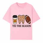 Tis the Season Fall Decor: Pumpkin Coffee, Leafy Tooth, Football Theme Gift for Dental Hygiene, Autumn Collection - T-shirt 1758250149795.jpg