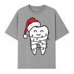 Cute Christmas Tooth Ornament with Santa Hat, Christmas Lights, Dental Holiday Decor, Funny Gift for Dentists and Tooth Lovers - T-shirt 1758250149821.jpg