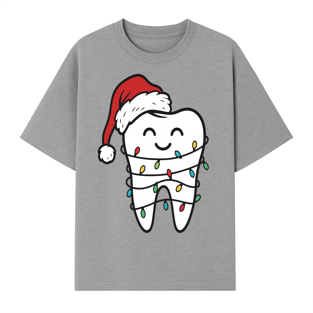 Cute Christmas Tooth Ornament with Santa Hat, Christmas Lights, Dental Holiday Decor, Funny Gift for Dentists and Tooth Lovers - T-shirt 1758250149821.jpg