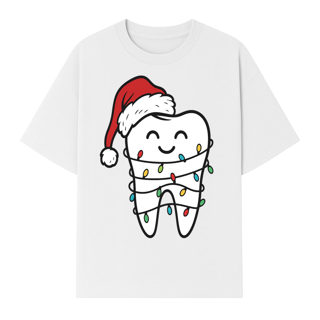 Cute Christmas Tooth Ornament with Santa Hat, Christmas Lights, Dental Holiday Decor, Funny Gift for Dentists and Tooth Lovers - T-shirt 1758250149954.jpg