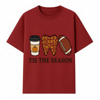 Tis the Season Fall Decor: Pumpkin Coffee, Leafy Tooth, Football Theme Gift for Dental Hygiene, Autumn Collection - T-shirt 1758250149996.jpg
