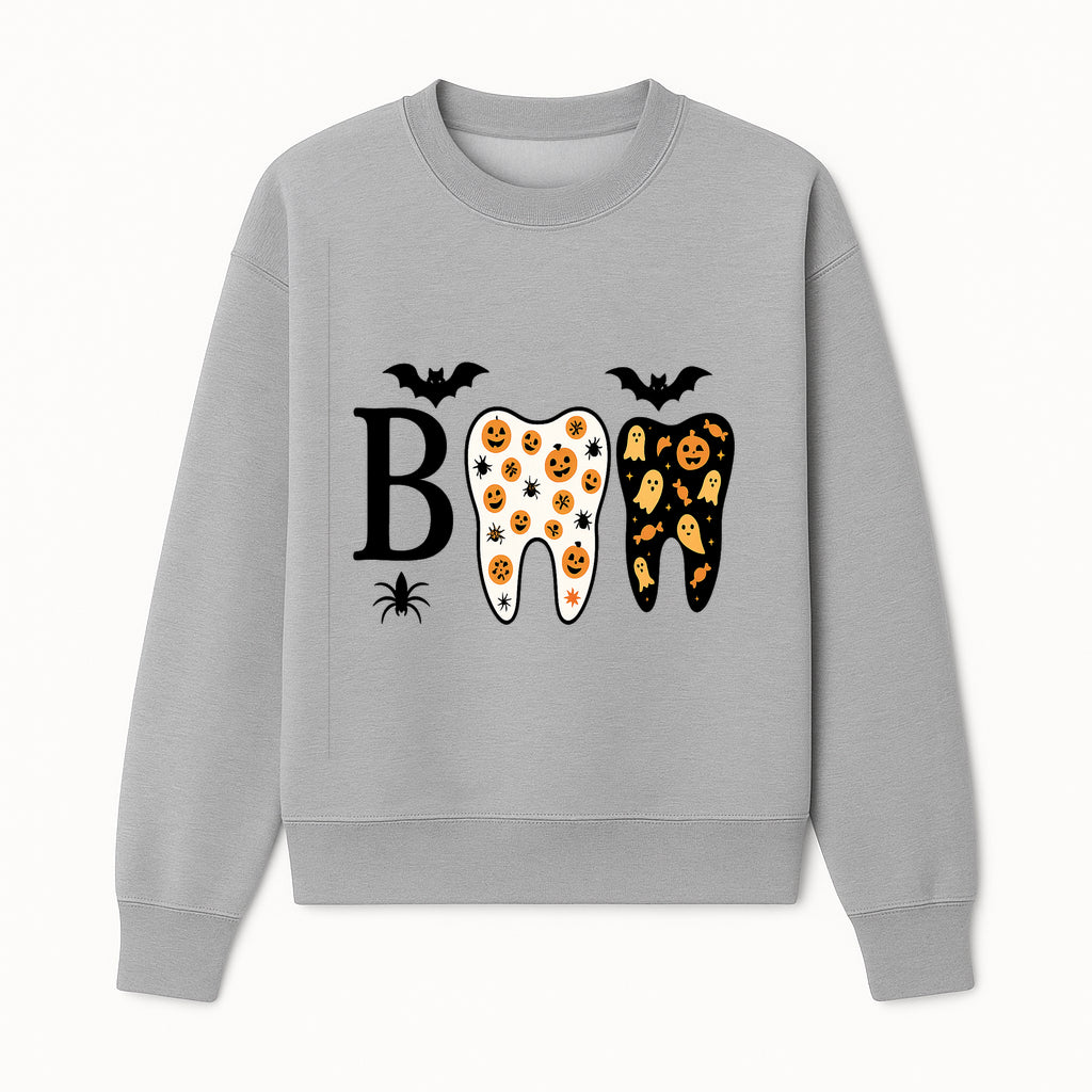 Halloween Tooth Decor: Spooky Pumpkin & Ghost Patterns, Fun Dental Theme, Perfect for Trick-or-Treat Celebrations and Parties - Sweatshirt 1758250150115.jpg
