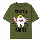 Tooth Fairy Cute Cartoon Tooth with Crown and Wand, Kids' Room Decor, Dental Theme, Children's Art, Nursery Wall Print - T-shirt 1758250150131.jpg