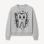 Cute Tooth Character with Toothbrush and Sparkles, Kids Dental Hygiene Art Print, Adorable Tooth Decor for Children's Room - Sweatshirt 1758250150222.jpg
