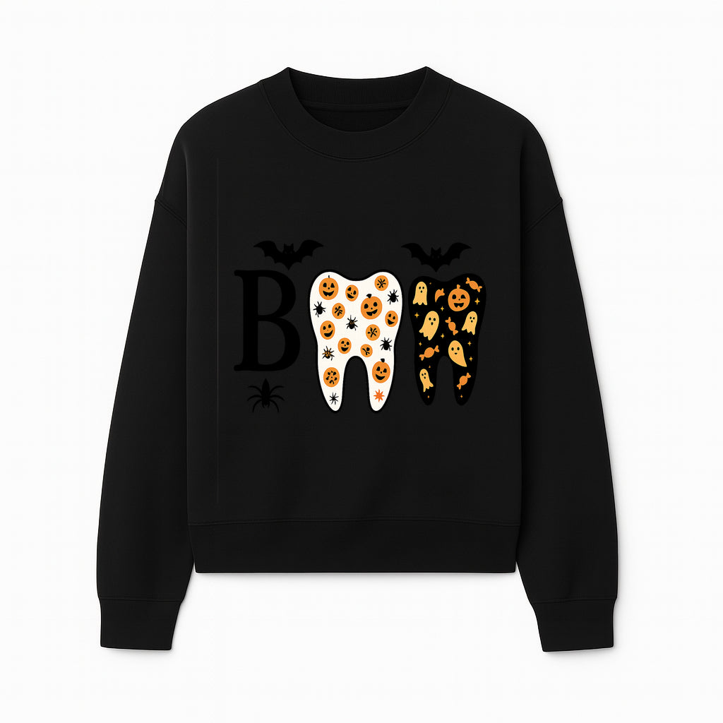 Halloween Tooth Decor: Spooky Pumpkin & Ghost Patterns, Fun Dental Theme, Perfect for Trick-or-Treat Celebrations and Parties - Sweatshirt 1758250150242.jpg