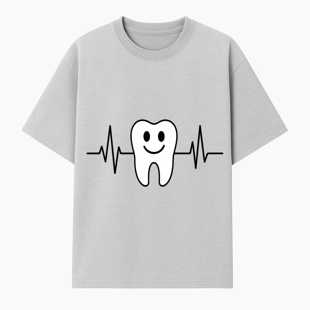 Smile Dental Health Graphic Print - Cute Tooth with Heartbeat Line Wall Art for Dentists and Dental Hygienists - T-shirt 1758250150259.jpg