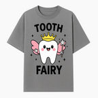 Tooth Fairy Cute Cartoon Tooth with Crown and Wand, Kids' Room Decor, Dental Theme, Children's Art, Nursery Wall Print - T-shirt 1758250150283.jpg