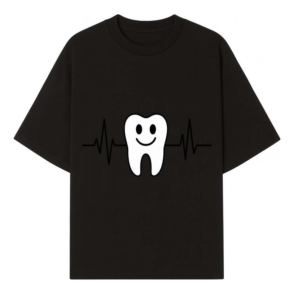 Smile Dental Health Graphic Print - Cute Tooth with Heartbeat Line Wall Art for Dentists and Dental Hygienists - T-shirt 1758250150409.jpg