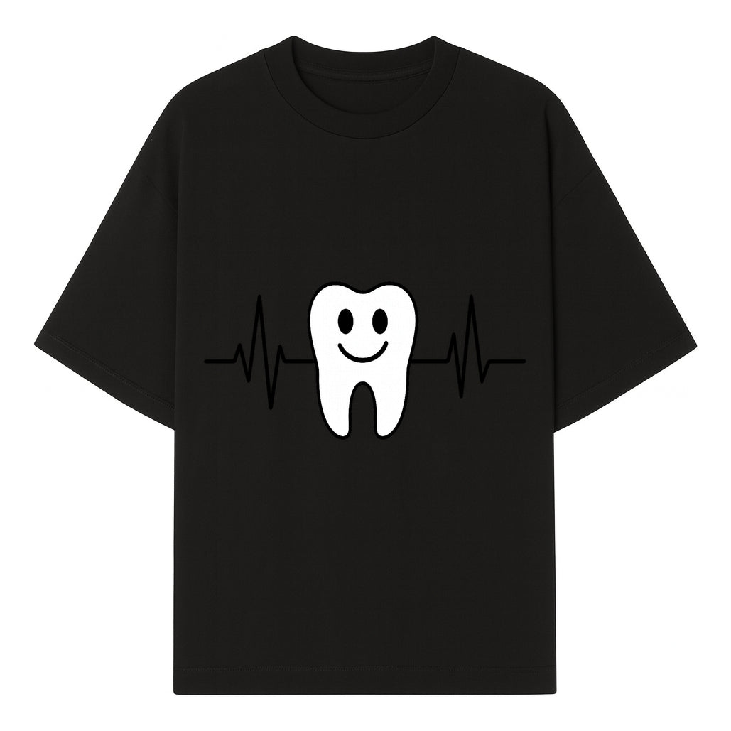 Smile Dental Health Graphic Print - Cute Tooth with Heartbeat Line Wall Art for Dentists and Dental Hygienists - T-shirt 1758250150409.jpg