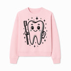 Cute Tooth Character with Toothbrush and Sparkles, Kids Dental Hygiene Art Print, Adorable Tooth Decor for Children's Room - Sweatshirt 1758250150551.jpg