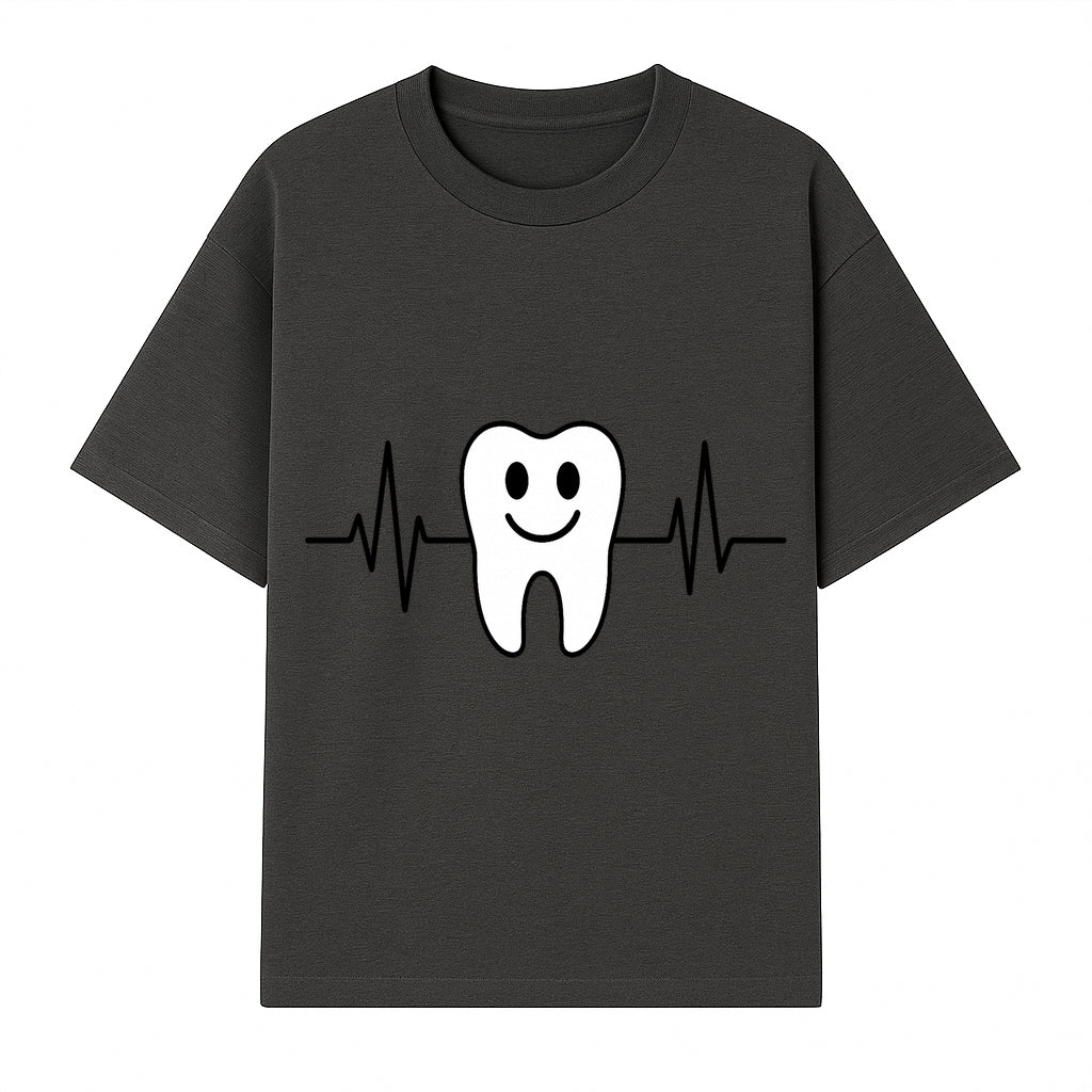 Smile Dental Health Graphic Print - Cute Tooth with Heartbeat Line Wall Art for Dentists and Dental Hygienists - T-shirt 1758250150552.jpg