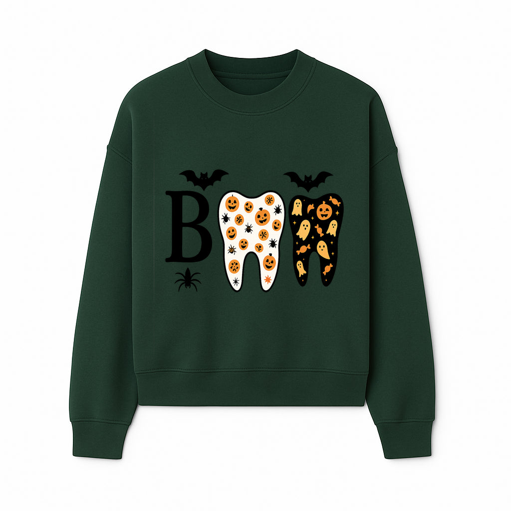 Halloween Tooth Decor: Spooky Pumpkin & Ghost Patterns, Fun Dental Theme, Perfect for Trick-or-Treat Celebrations and Parties - Sweatshirt 1758250150561.jpg