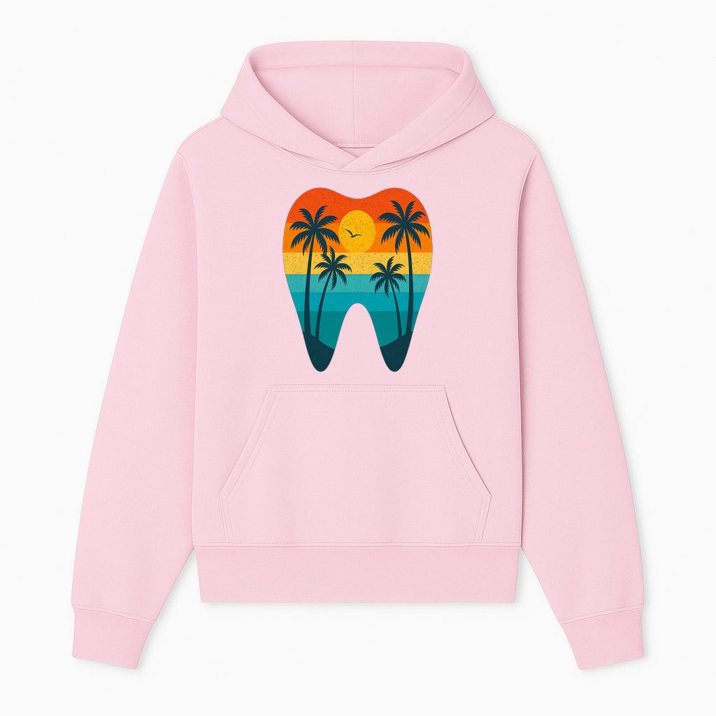 Tropical Sunset Tooth Art Print - Colorful Palm Trees Beach Design for Dental Office Decor, Dentistry Gifts, Summer Vibes - Hoodie 1758250150634.jpg