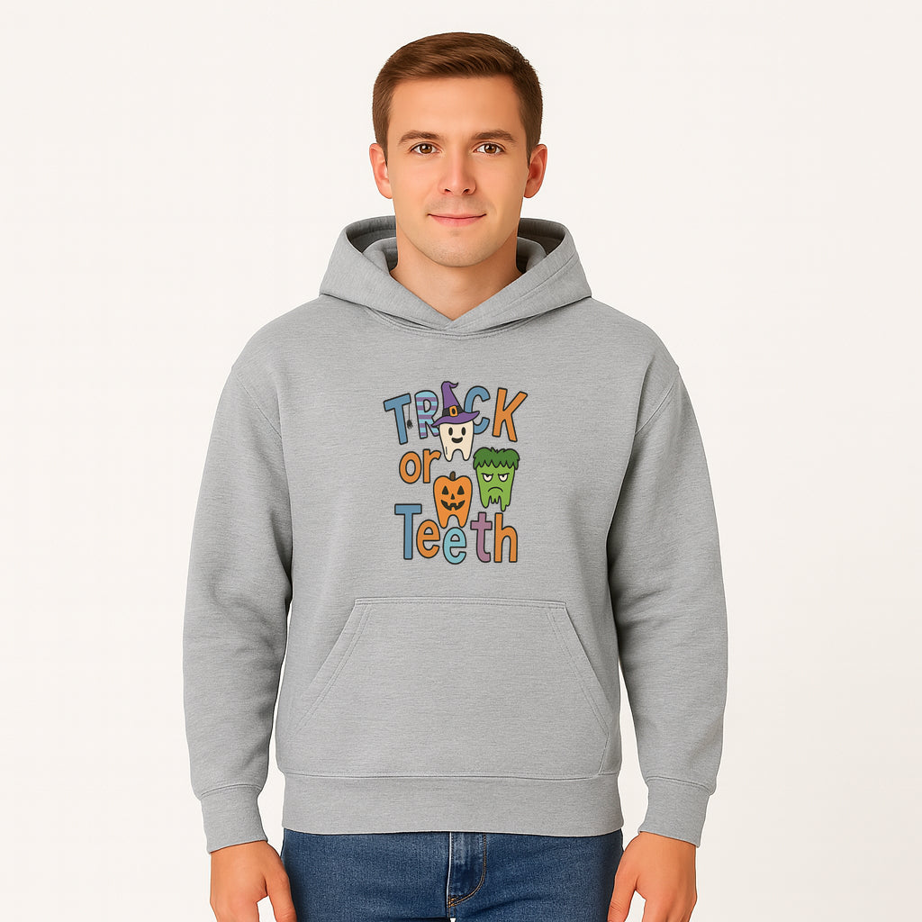 Halloween Trick or Teeth Kids' T-Shirt | Cute Tooth, Pumpkin, and Monster Design | Fun Halloween Apparel - Hoodie 1758250150688.jpg
