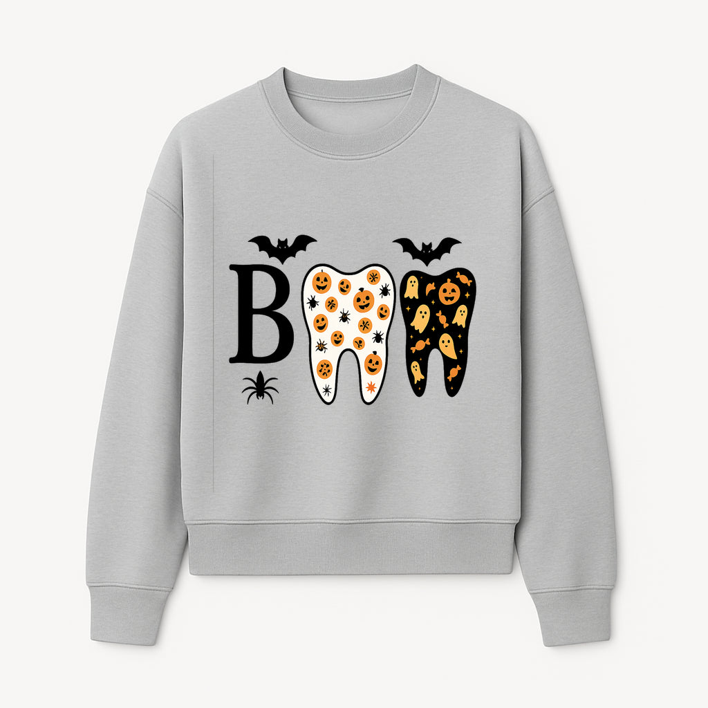 Halloween Tooth Decor: Spooky Pumpkin & Ghost Patterns, Fun Dental Theme, Perfect for Trick-or-Treat Celebrations and Parties - Sweatshirt 1758250150703.jpg