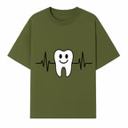 Smile Dental Health Graphic Print - Cute Tooth with Heartbeat Line Wall Art for Dentists and Dental Hygienists - T-shirt 1758250150704.jpg