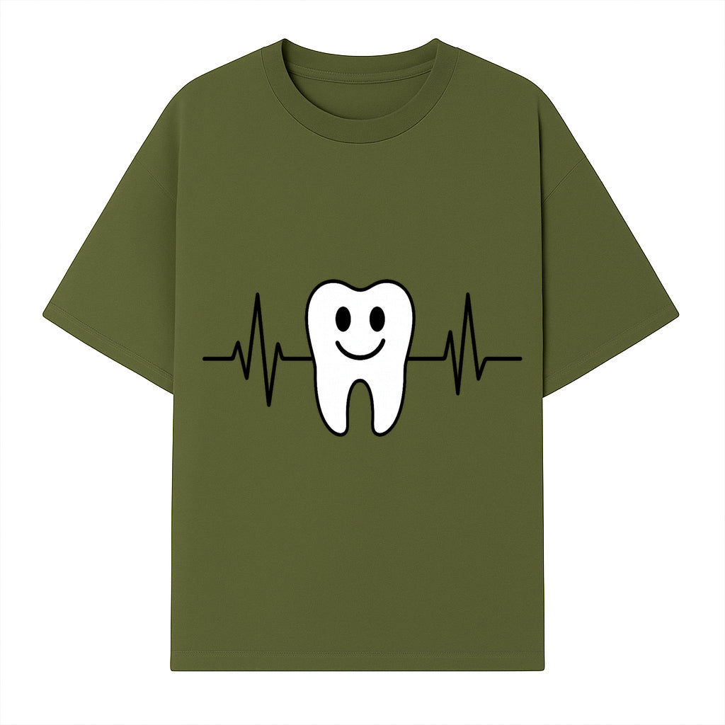 Smile Dental Health Graphic Print - Cute Tooth with Heartbeat Line Wall Art for Dentists and Dental Hygienists - T-shirt 1758250150704.jpg