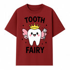 Tooth Fairy Cute Cartoon Tooth with Crown and Wand, Kids' Room Decor, Dental Theme, Children's Art, Nursery Wall Print - T-shirt 1758250150708.jpg
