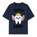 Tooth Fairy Cute Cartoon Tooth with Crown and Wand, Kids' Room Decor, Dental Theme, Children's Art, Nursery Wall Print - T-shirt 1758250150845.jpg