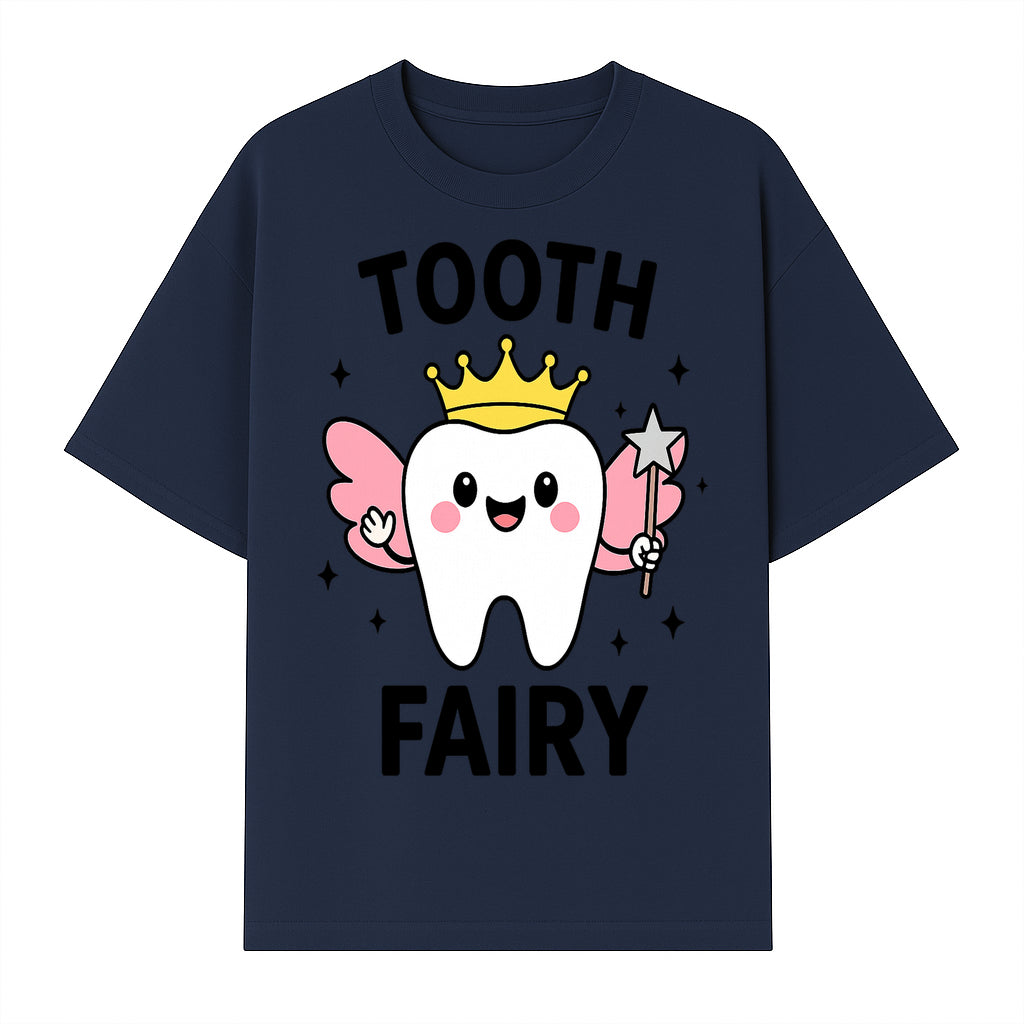 Tooth Fairy Cute Cartoon Tooth with Crown and Wand, Kids' Room Decor, Dental Theme, Children's Art, Nursery Wall Print - T-shirt 1758250150845.jpg
