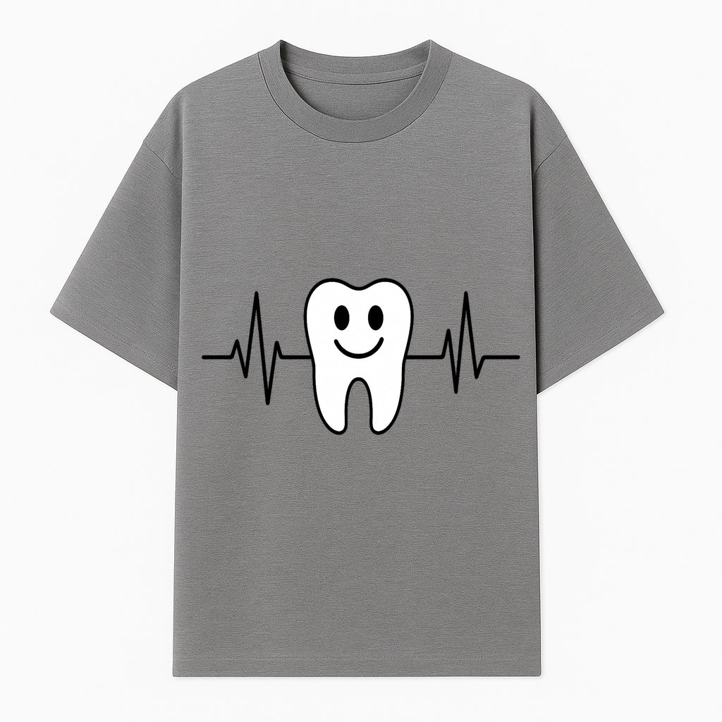 Smile Dental Health Graphic Print - Cute Tooth with Heartbeat Line Wall Art for Dentists and Dental Hygienists - T-shirt 1758250150849.jpg