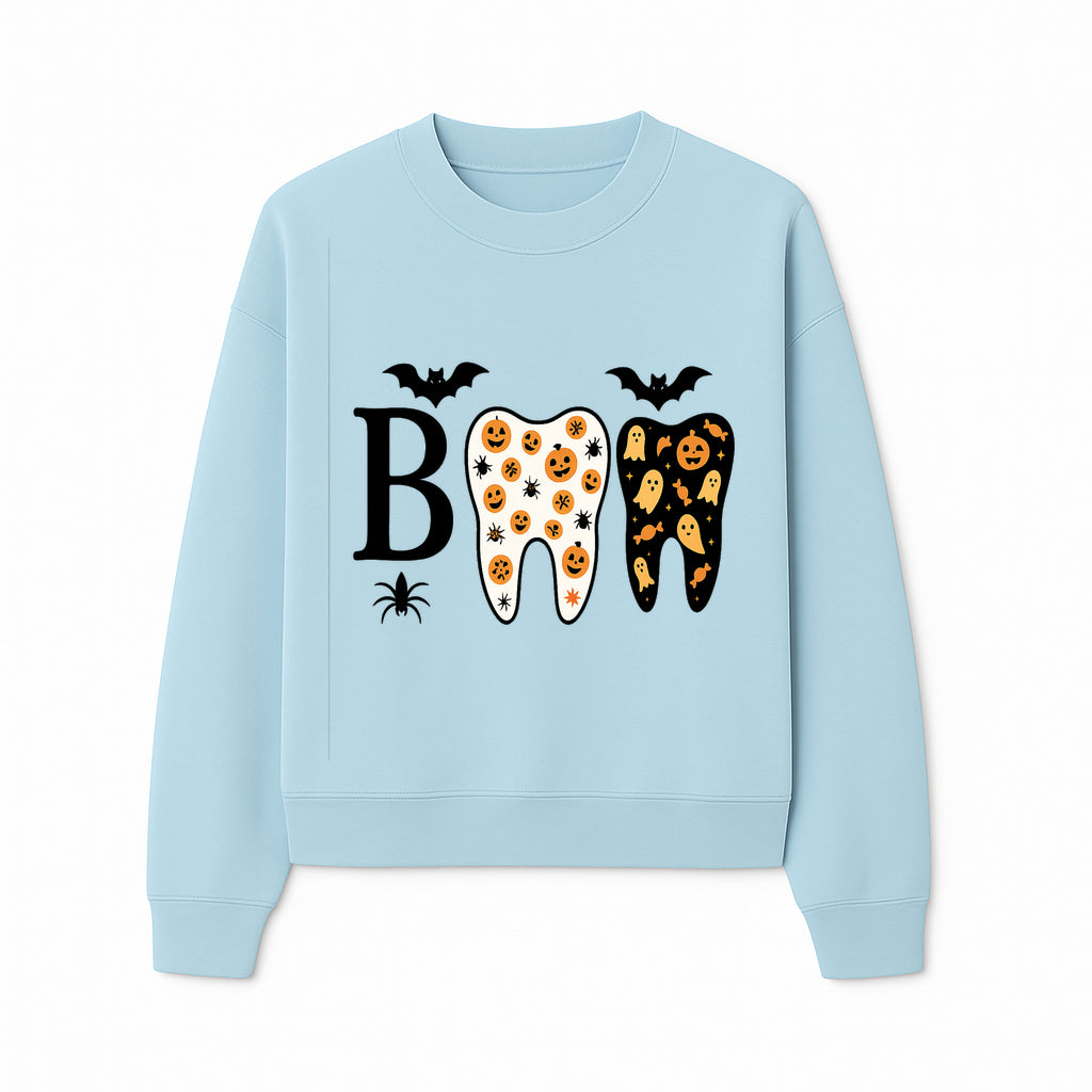 Halloween Tooth Decor: Spooky Pumpkin & Ghost Patterns, Fun Dental Theme, Perfect for Trick-or-Treat Celebrations and Parties - Sweatshirt 1758250150855.jpg