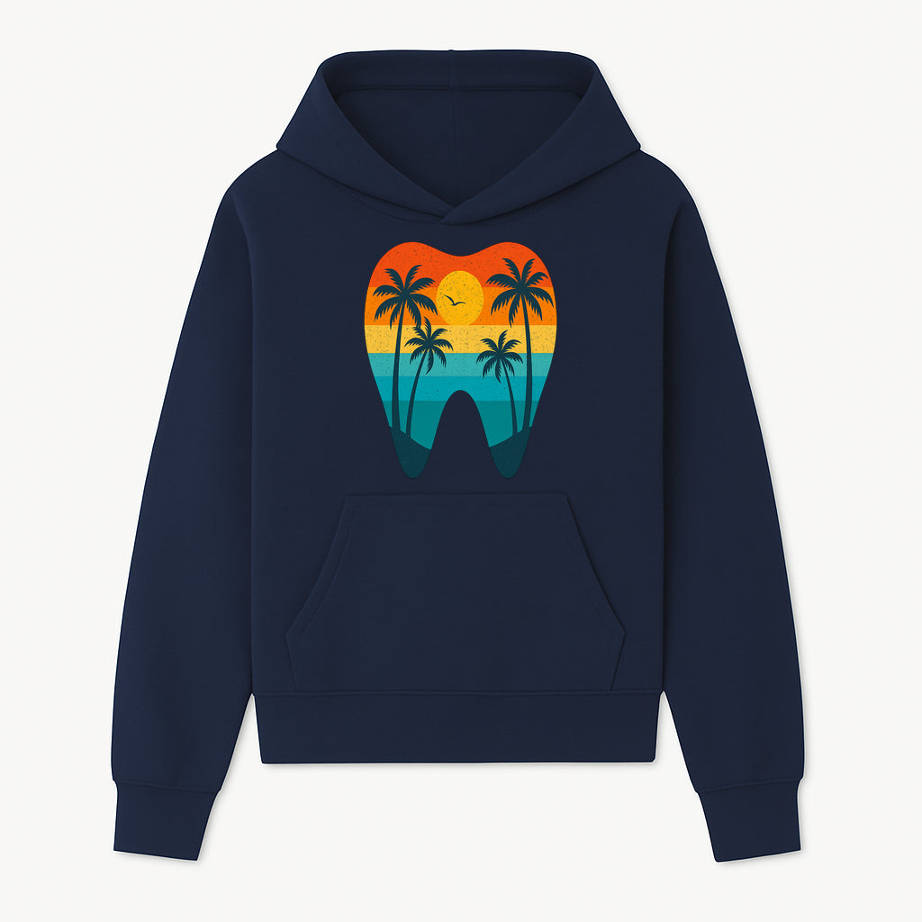 Tropical Sunset Tooth Art Print - Colorful Palm Trees Beach Design for Dental Office Decor, Dentistry Gifts, Summer Vibes - Hoodie 1758250150936.jpg
