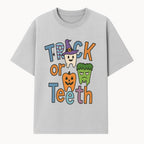 Halloween Trick or Teeth Kids' T-Shirt | Cute Tooth, Pumpkin, and Monster Design | Fun Halloween Apparel - T-shirt 1758250150994.jpg