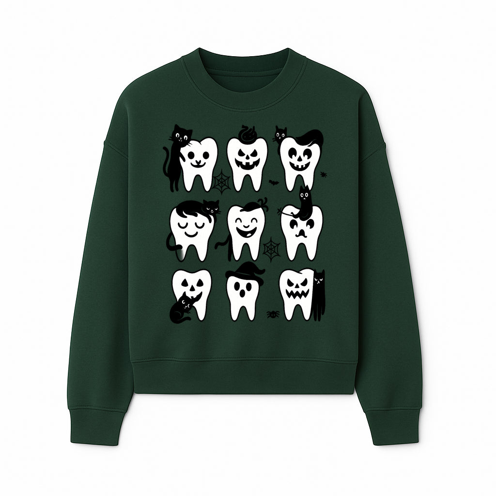 Halloween Tooth Design with Cats - Cute and Spooky Dental Art for Kids, Stickers, Apparel, and Home Decor - Sweatshirt 1758250150995.jpg