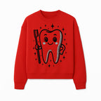 Cute Tooth Character with Toothbrush and Sparkles, Kids Dental Hygiene Art Print, Adorable Tooth Decor for Children's Room - Sweatshirt 1758250151010.jpg