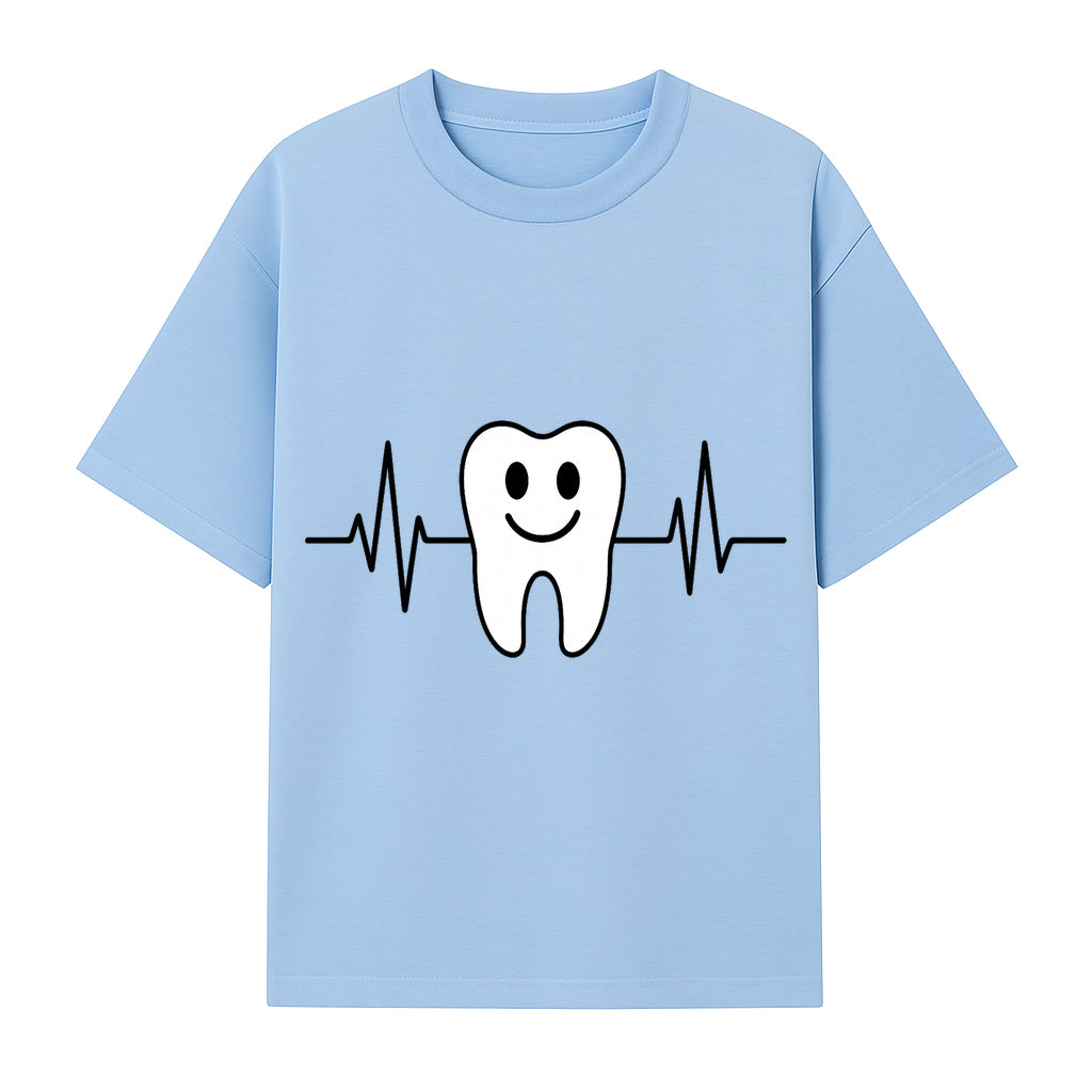 Smile Dental Health Graphic Print - Cute Tooth with Heartbeat Line Wall Art for Dentists and Dental Hygienists - T-shirt 1758250151018.jpg