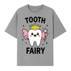Tooth Fairy Cute Cartoon Tooth with Crown and Wand, Kids' Room Decor, Dental Theme, Children's Art, Nursery Wall Print - T-shirt 1758250151129.jpg