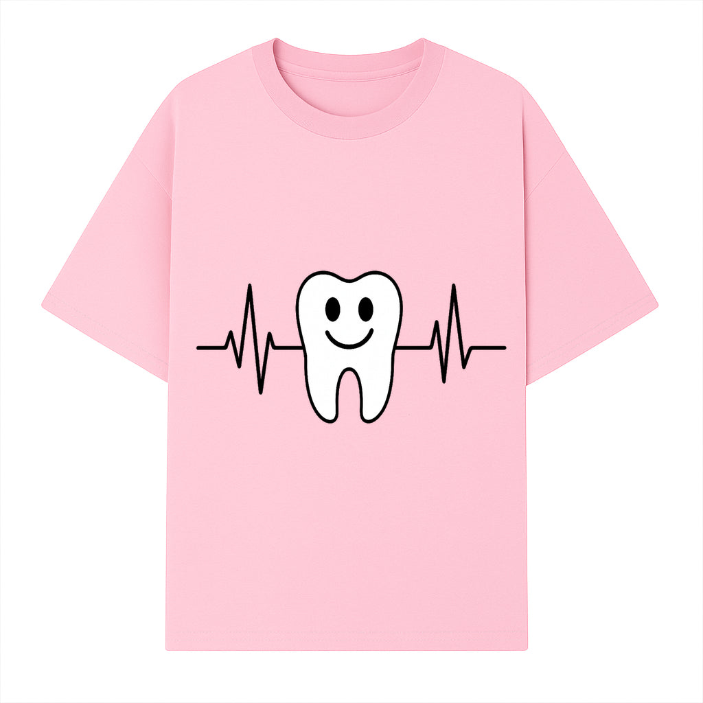 Smile Dental Health Graphic Print - Cute Tooth with Heartbeat Line Wall Art for Dentists and Dental Hygienists - T-shirt 1758250151158.jpg