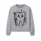 Cute Tooth Character with Toothbrush and Sparkles, Kids Dental Hygiene Art Print, Adorable Tooth Decor for Children's Room - Sweatshirt 1758250151164.jpg