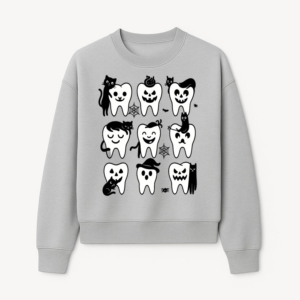 Halloween Tooth Design with Cats - Cute and Spooky Dental Art for Kids, Stickers, Apparel, and Home Decor - Sweatshirt 1758250151171.jpg