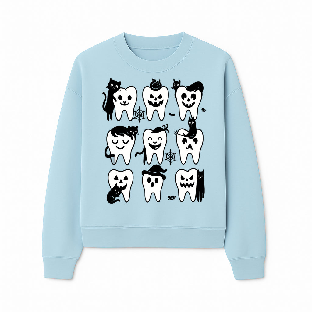 Halloween Tooth Design with Cats - Cute and Spooky Dental Art for Kids, Stickers, Apparel, and Home Decor - Sweatshirt 1758250151287.jpg