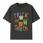 Halloween Trick or Teeth Kids' T-Shirt | Cute Tooth, Pumpkin, and Monster Design | Fun Halloween Apparel - T-shirt 1758250151302.jpg
