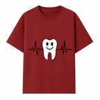 Smile Dental Health Graphic Print - Cute Tooth with Heartbeat Line Wall Art for Dentists and Dental Hygienists - T-shirt 1758250151336.jpg