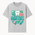 Cute Dentist Tooth Graphic with Tools, Floral Elements | Perfect for Dental Office Decor or Gifts | Fun Emotions in Dentistry Design - T-shirt 1758250151344.jpg