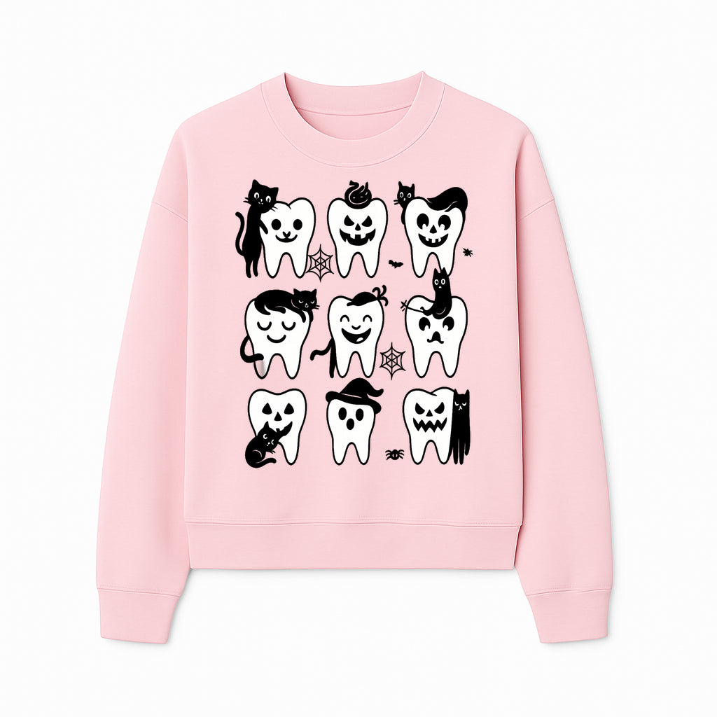 Halloween Tooth Design with Cats - Cute and Spooky Dental Art for Kids, Stickers, Apparel, and Home Decor - Sweatshirt 1758250151423.jpg