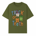 Halloween Trick or Teeth Kids' T-Shirt | Cute Tooth, Pumpkin, and Monster Design | Fun Halloween Apparel - T-shirt 1758250151466.jpg