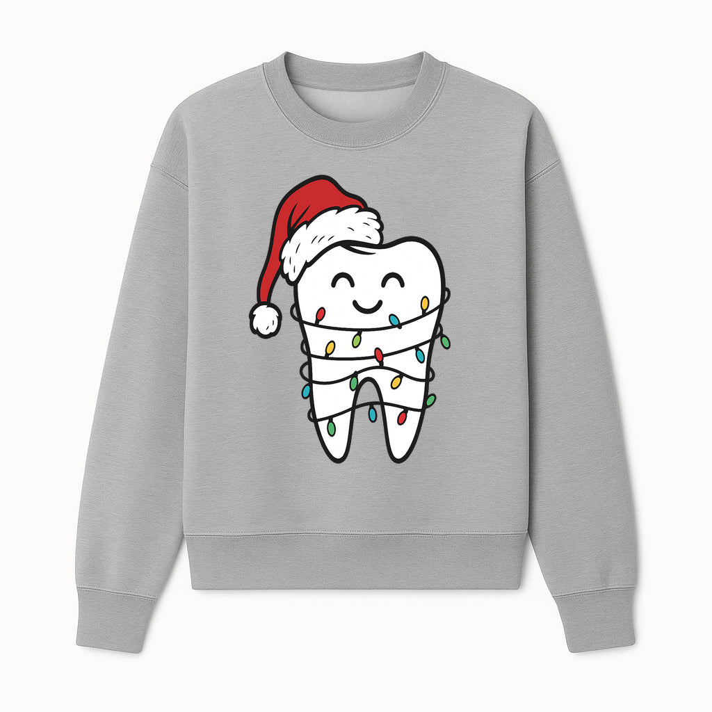 Cute Christmas Tooth Ornament with Santa Hat, Christmas Lights, Dental Holiday Decor, Funny Gift for Dentists and Tooth Lovers - Sweatshirt 1758250151499.jpg