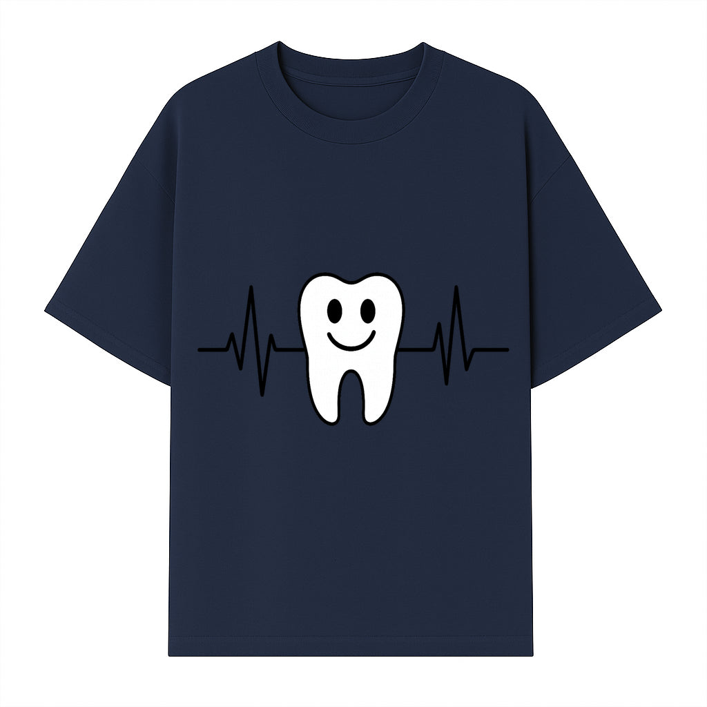 Smile Dental Health Graphic Print - Cute Tooth with Heartbeat Line Wall Art for Dentists and Dental Hygienists - T-shirt 1758250151517.jpg
